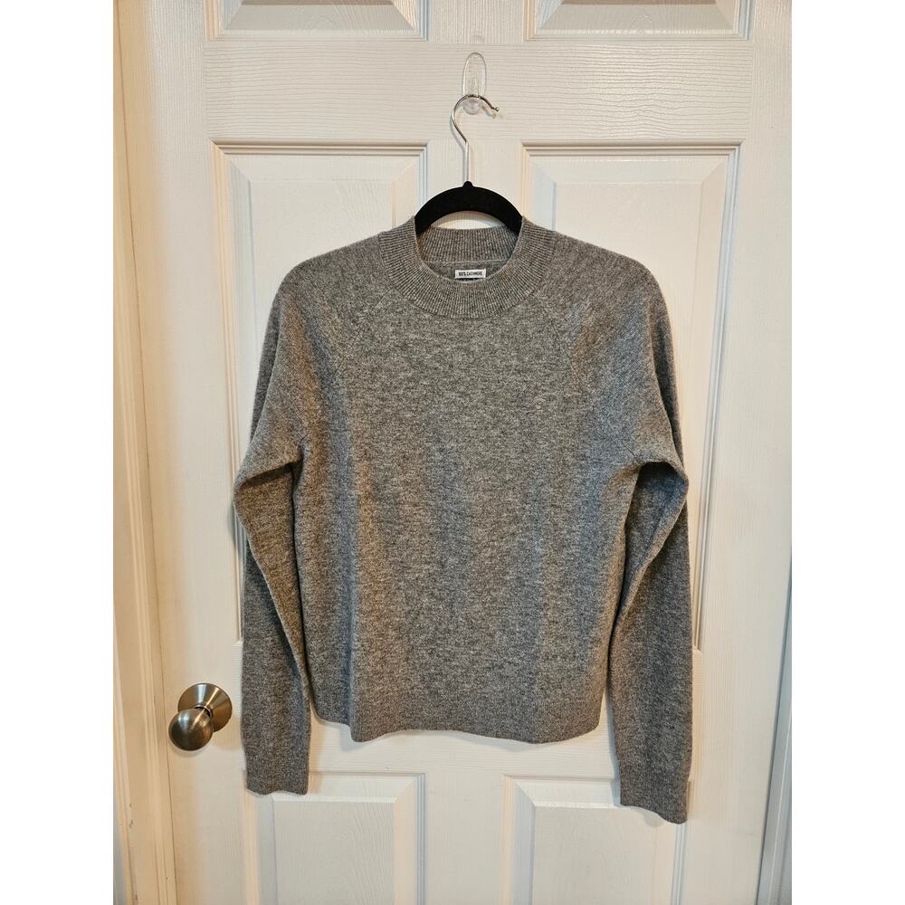 Hollister 100% Cashmere Sweater Womens Medium Gray Mock Neck Raglan Sleeve Soft - Picture 1 of 10
